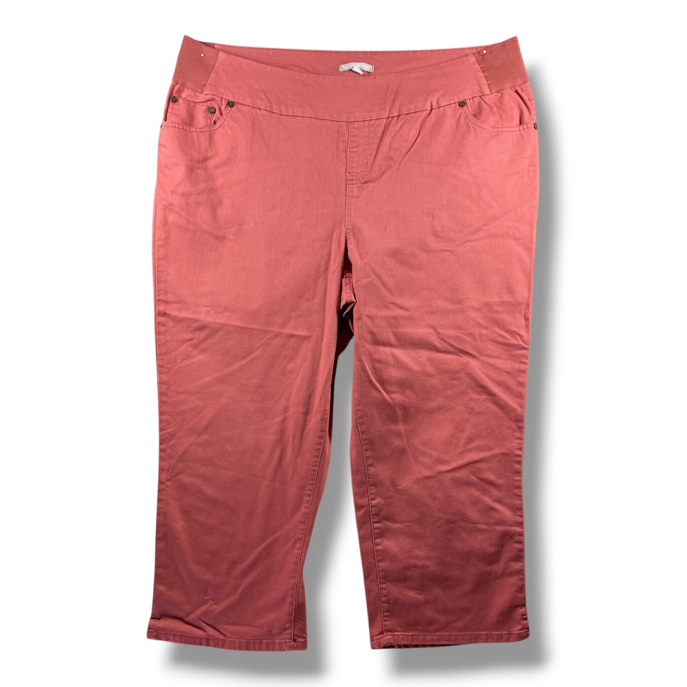 Woman Within Coral Pink Pull On Capri Pants Plus Size 22W Elastic Waist Cropped